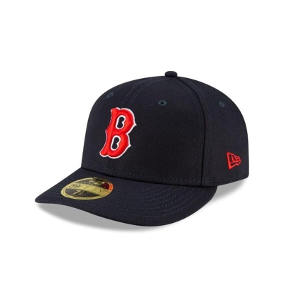 Blue Boston Red Sox Hat - New Era MLB Ligature Low Profile 59FIFTY Fitted Caps USA4083697